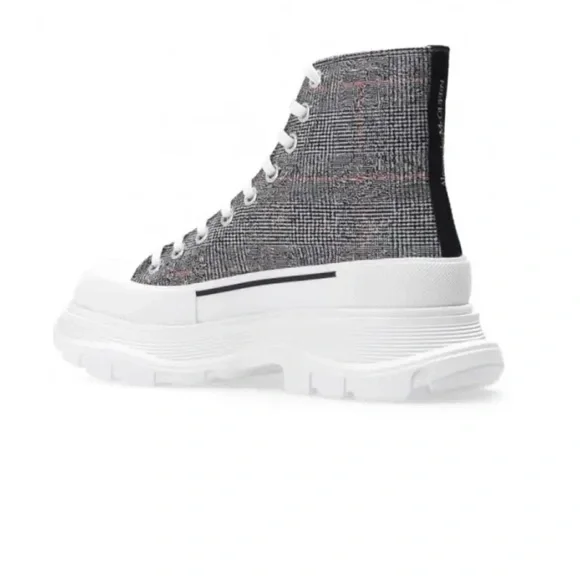 🛍️ High-Top Gray and White Platform Sneakers - Picture 3 of 8